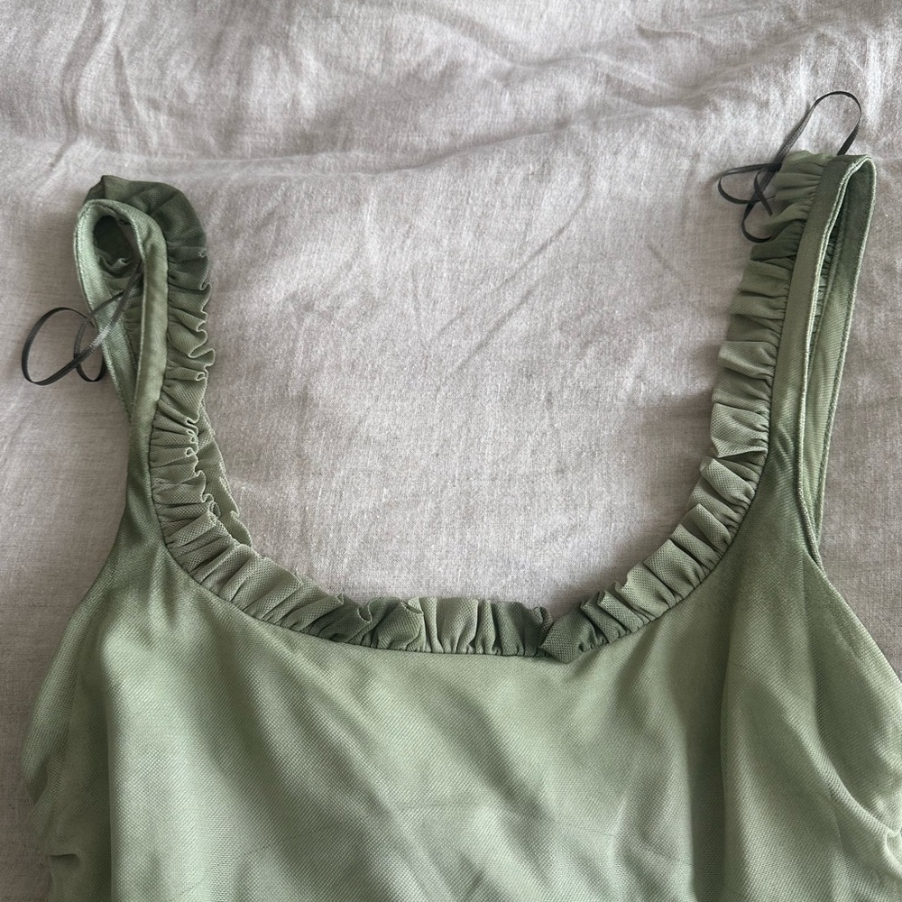 Zara Green Ruched Sleeveless Top